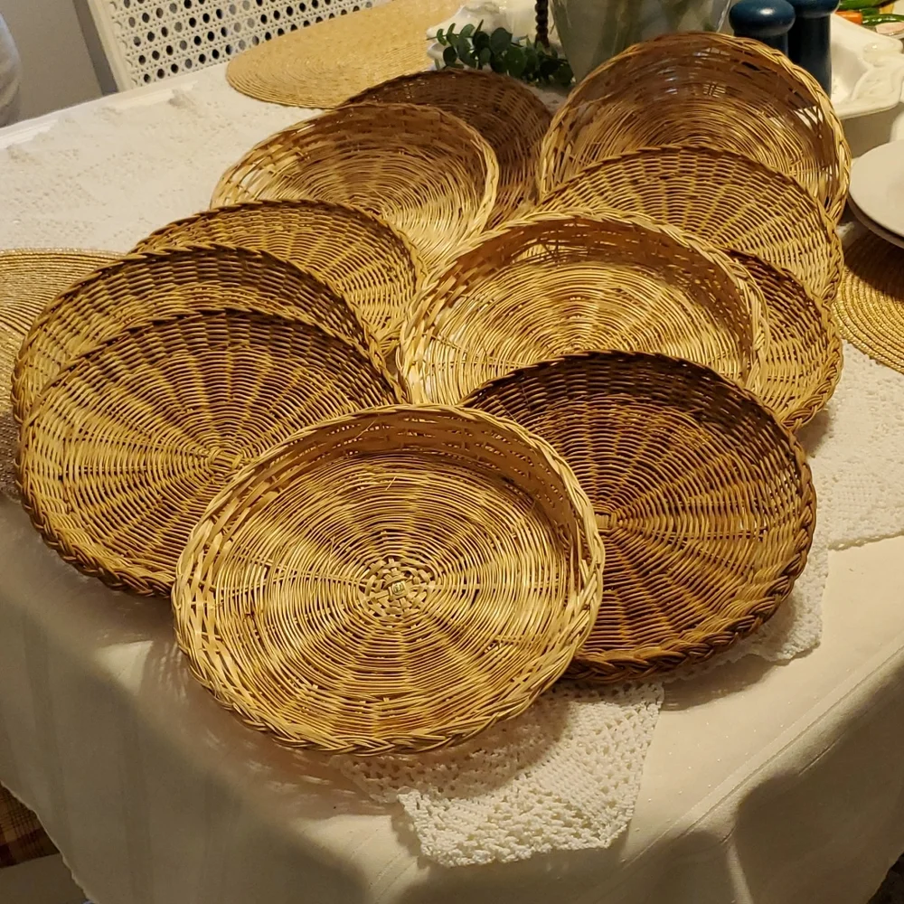 (10 ) vtg wicker woven baskets Boho Cottagecore Farmhouse wall decor bundle